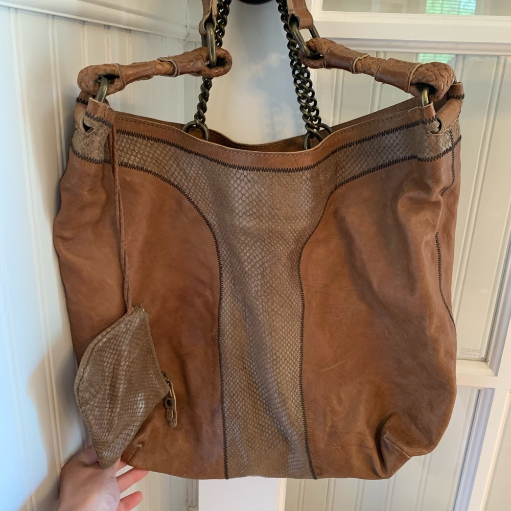 theory leather/ snakeskin bag